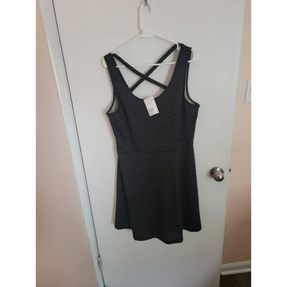H&M NWT Womens Large Black with White Dots Mini Dress - Picture 1 of 7